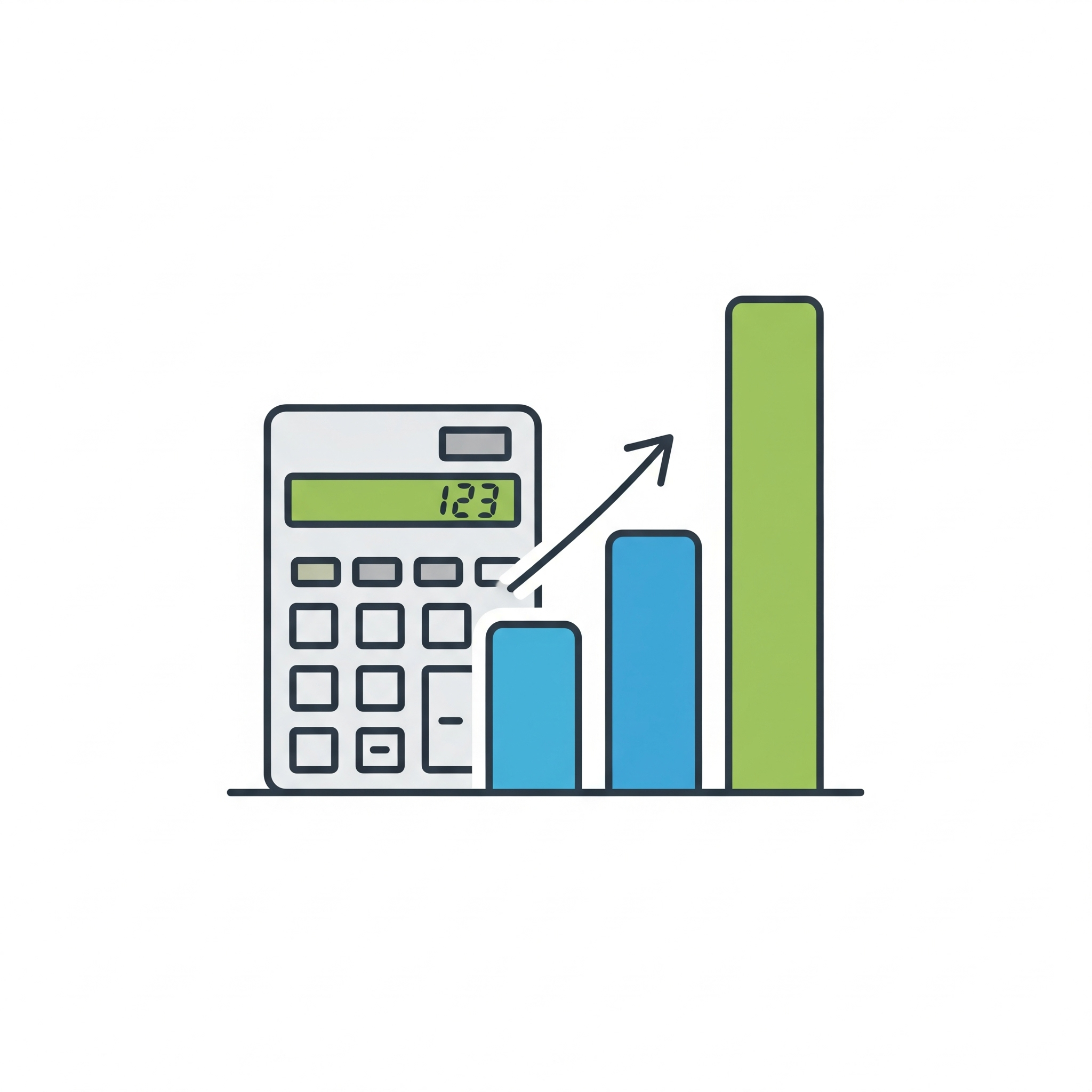 icono que muestra una calculador y un grafico, ejemplificando la gestion financiera de novar administradores de edificios o condominios en santiago de chile