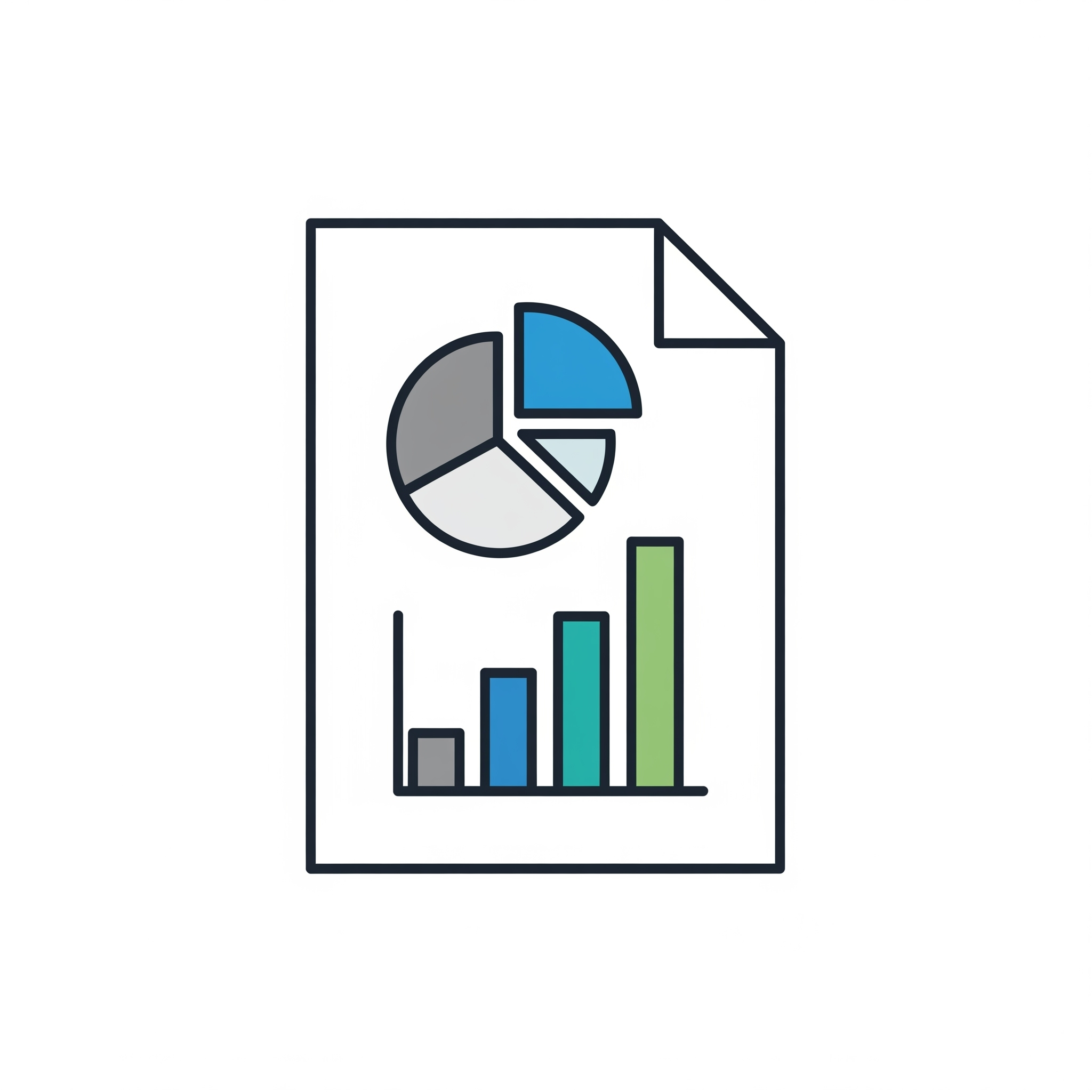 icono de un dos gráficos uno de barras y otro de circulos para el sitio de novar, administración de edificos y condomiminios en la region metropolitana